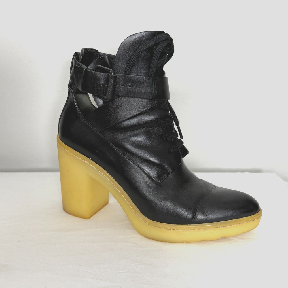 Alexander Wang Jill Ankle Boots Leather Cutout Block Heel 90s Grunge Luxury 37